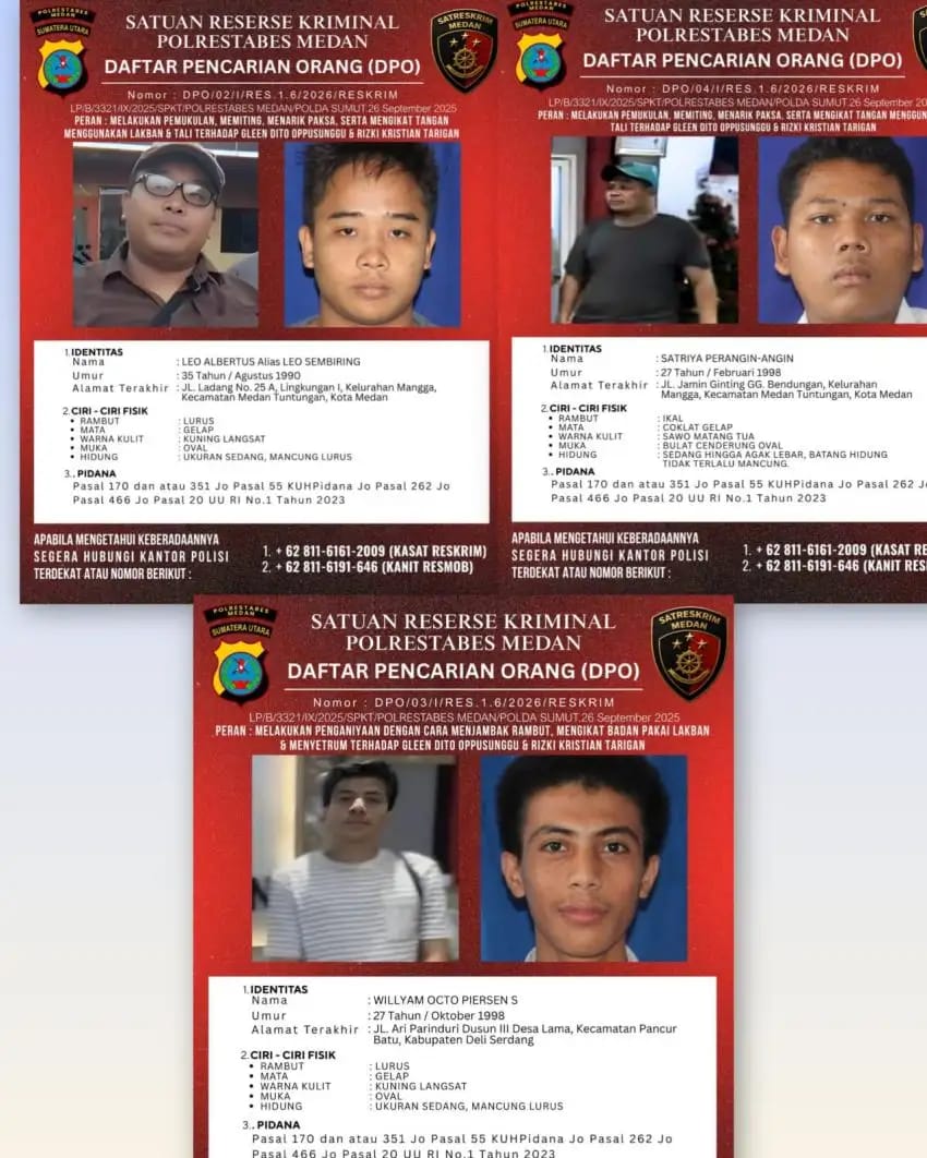 Polrestabes Medan Terbitkan 3 Pria DPO Kasus Pengeroyokan Dan Penyekapan