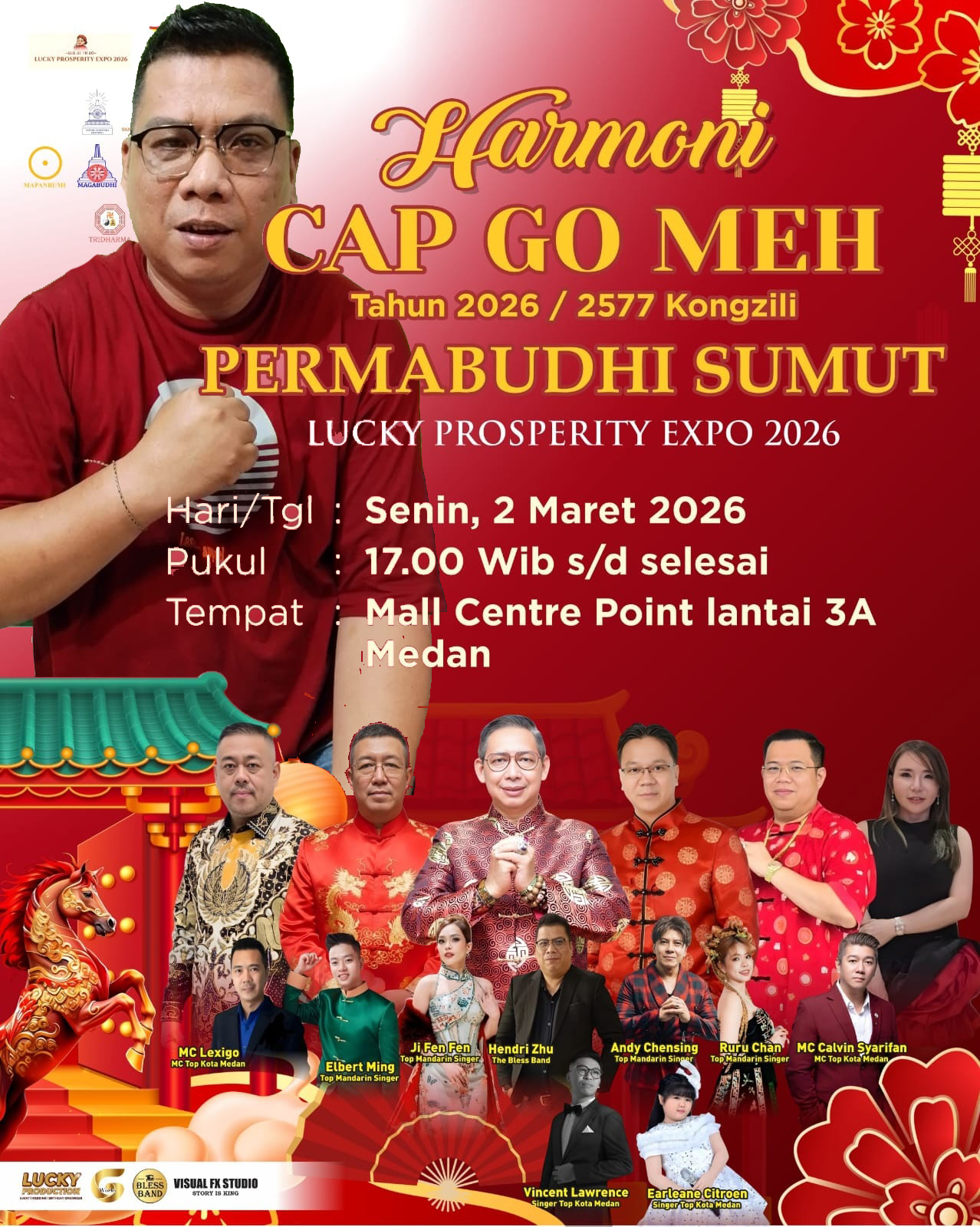 Hendri Zhu Apresiasi Perayaan Harmoni Imlek Cap Go Meh 2026 Di Center Point Medan