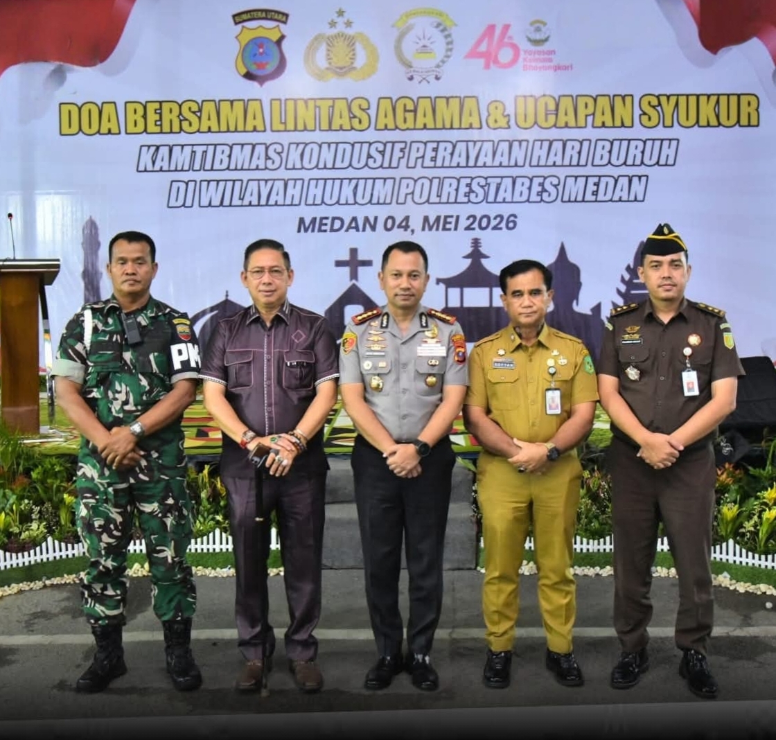 Polrestabes Medan Doa Bersama Lintas Agama, Santuni Anak Yatim Pasca May Day